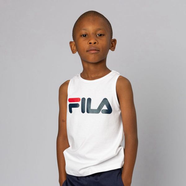 Fila Deckle Boy's Tank Top - White/Navy/Red,NZ 614-39175